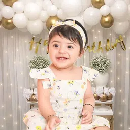 party midlinkerz White & Gold Birthday Decoration items kit combo white net Curtain backdrop image 5