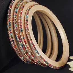 ZULKA Lac Set Of 8 kada Zircon Diamond -Studded Bangles image 5