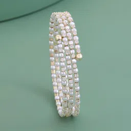 Kushal's Fashion Jewellery Gold-Plated Zircon-Studded & Beaded Party Kada Bracelet-picture-32