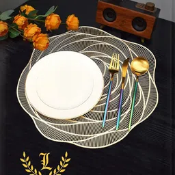 LaVichitra Pack of 2 Gold-toned Round Table Placemat image 3