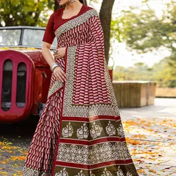 all about you Bagh Pure Silk Designer Dabu Saree image 2