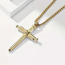 Bling Queen Unisex Stainless Steel Gold-Plated Pendant With Chain-picture-37