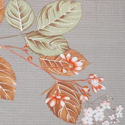 Myntra Elegant Homes Grey & Brown Floral 400 TC Single Bedsheet with 1 Pillow Covers image 3