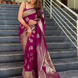 Moda Rapido Ethnic Motifs Zari Silk Blend Heavy Work Banarasi Saree-picture-22
