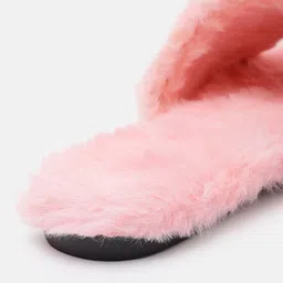 ZORI WORLD Women Fuzzy Open Toe Flats image 3