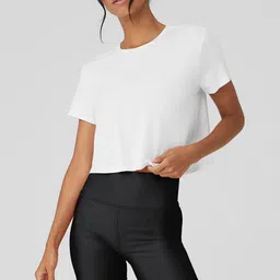 ap'pulse Women Solid Round Neck Pure Cotton White T-Shirt-picture-23