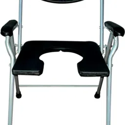 darlie Foldable commode chair with anti skid rubber legs (SILVER BLACK) Commode Shower Chair image 1