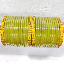 SAVORADE Set Of 28 Green Glass Bangle-picture-32
