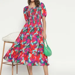 Krunal Raiyani Women Floral Printed Fit & Flare Midi Dress-picture-36