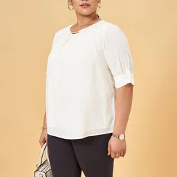 Honey Curvytude by Pantaloons Women Round Neck Casual Top-image-52