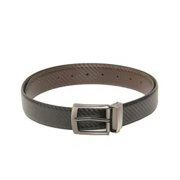 Cazzano Men Black Leather Reversible Belt With Buckle Closure image 1