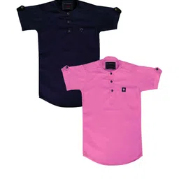 OJ TREND Kids-Boys Navy Blue Kurtas-picture-18