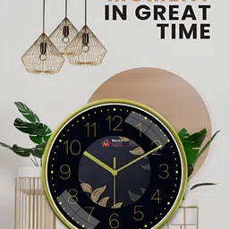 Myntra Elegant Homes Green & Black Textured Contemporary Wall Clock image 3