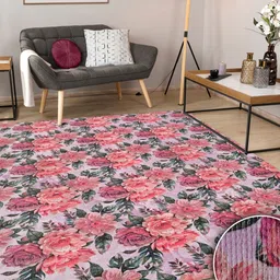 Kaleen India Purple Floral Anti-Skid Polyester Carpet-picture-29