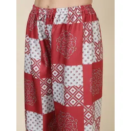 Meena Bazaar Geometric Printed Shirt Collar Straight Kurta With Trousers image 2