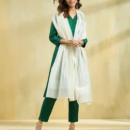 Fabindia Striped Cotton Silk Dupatta-picture-41