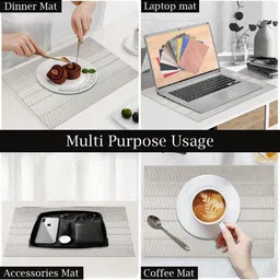 LUXEHOME INTERNATIONAL Silver-Toned 4 Pieces Textured Anti Skid Table Placemats image 5