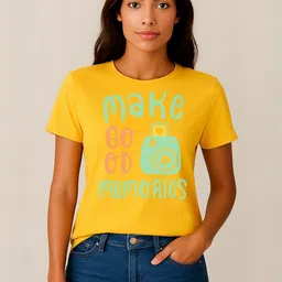 Anikmart Women Typography Printed Pure Cotton T-shirt-image-97