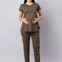 DZZO Women Floral Printed Pure Cotton Night suit-picture-36