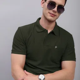 LUX PARKER Men Pack of 2 Solid Polo Collar Cotton Slim Fit T-shirts image 3