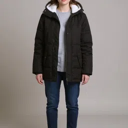 Mast & Harbour Women Hooded Solid Tailored Jacket image 3