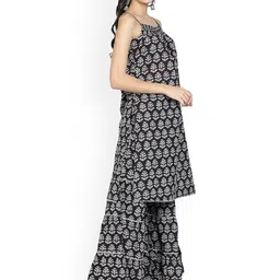 Cloth Bites Ethnic Motifs Printed Shoulder Straps Pure Cotton Straight Kurta with Sharara image 4