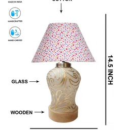 Devansh White Printed Glass Traditional Frusturical Shaped Table Lamp image 2