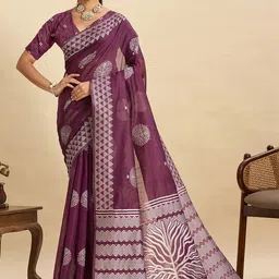 AMRUTKALA SAREES Ethnic Motifs Silk Cotton Handloom Banarasi Saree-picture-29