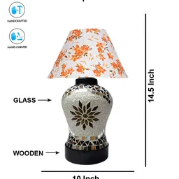 Aura White Printed Glass Frustum Shaped Table Lamp image 5