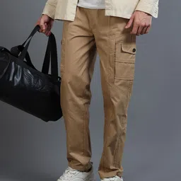 THE BEETEL HOUSE Men Cotton Mid-Rise Straight Fit Easy Wash Cargos-image-86