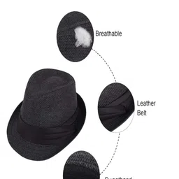 TinyTales Unisex Black Solid Fedora Hat image 2