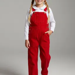 Cherry Crumble Girls Cotton Ankle-Length Dungaree-picture-33