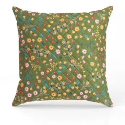 WISE HOME Green Set of 5 Floral Velvet Square Cushion Covers image 3