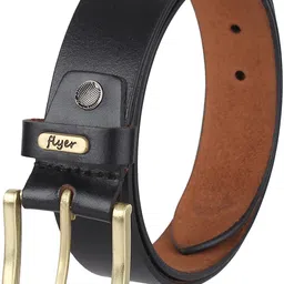 flyer Men Casual, Formal, Evening, Party Black, Black Genuine Leather Belt image 2