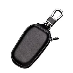 AUGEN Textured Genuine Leather Car Key Chain With Holder Metal Hook-image-6