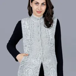 Chatanya Women Mock Collar Woollen Cardigan-picture-21