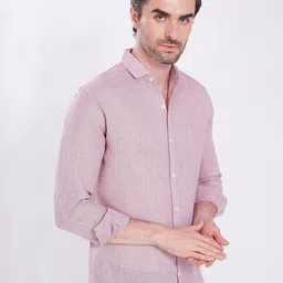 DIVISIVE Men Textured Spread Collar Linen Casual Shirt image 4