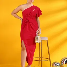 Golden Kite One Shoulder Flutter Sleeve Bodycon Dress image 2