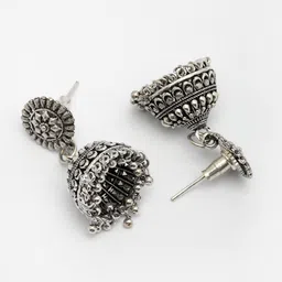 Anouk Set Of 3 German Silver Plated Traditional Oxidised Dome Shaped Jhumkas image 5