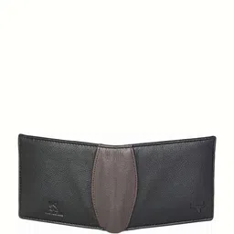 WILDNAPA Men Brand Logo Textured Leather Two Fold Wallet image 4