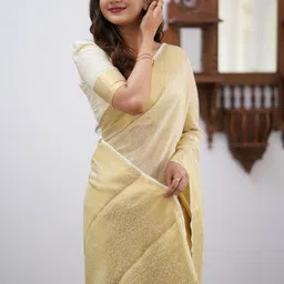 CANIZZARO Woven Design Zari Silk Blend Banarasi Saree image 3