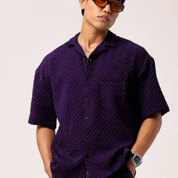 SZN Men Pack Of 2 Standard Relaxed Fit Cuban Collar Textured Casual Shirts image 4