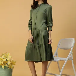 oxolloxo Women Shirt Brown Midi/Calf Length Dress image 3