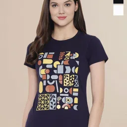 Metronaut Women Pack Of 3 Typography Printed Round Neck Cotton Donald Duck T-shirts-picture-10
