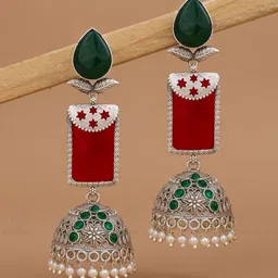 KRISHAZ Geometric Jhumkas Earrings image 2