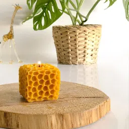 atorakushon Set Of 3 Yellow Honeycomb Scented Soy Wax Candles image 4