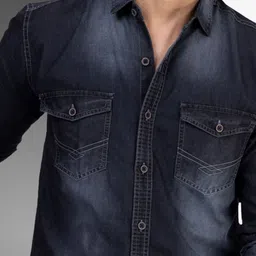 D Finish Faded Spread Collar Smart Denim Casual Shirt image 3
