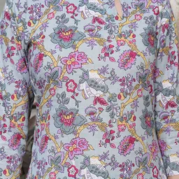 SAK JAIPUR Women Floral Printed Cotton Kurta with Palazzo image 4