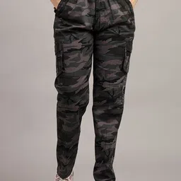 ADBUCKS Women Camouflage Printed High-Rise Cotton Cargos Trousers-picture-38