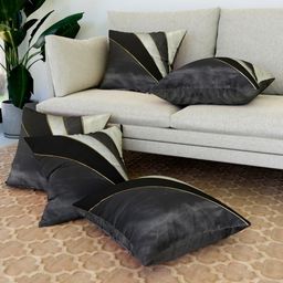 RUBOXA Black Set of 5 Square Cushion Covers-picture-29